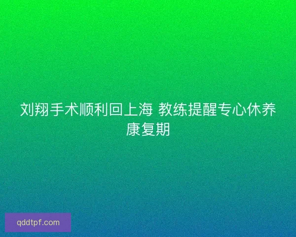 刘翔手术顺利回上海 教练提醒专心休养康复期