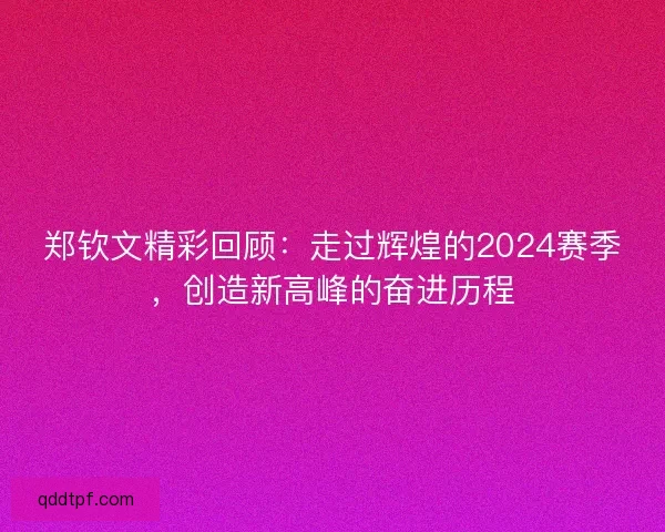 郑钦文精彩回顾：走过辉煌的2024赛季，创造新高峰的奋进历程